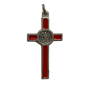 Benediktuskreuz klein, silberfarben / rot, 3,4 cm
