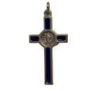 Benediktuskreuz klein, silberfarben / blau, 3,4 cm