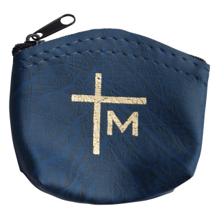 Rosenkranz-Tasche "Kreuz", blau, mit Reißverschluß
