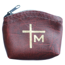 Rosenkranz-Tasche "Kreuz",  rotbraun  mit...