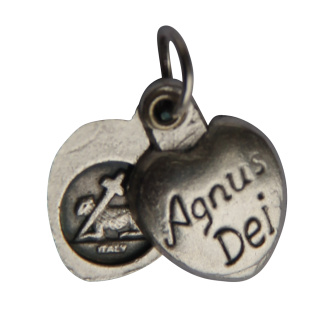 Medaille Agnus Dei, silberfarben, mit Ring, 1,2 cm