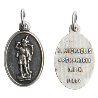 Medaille "Erzengel Michael", silberfarben, mit Ring, 1,7 cm